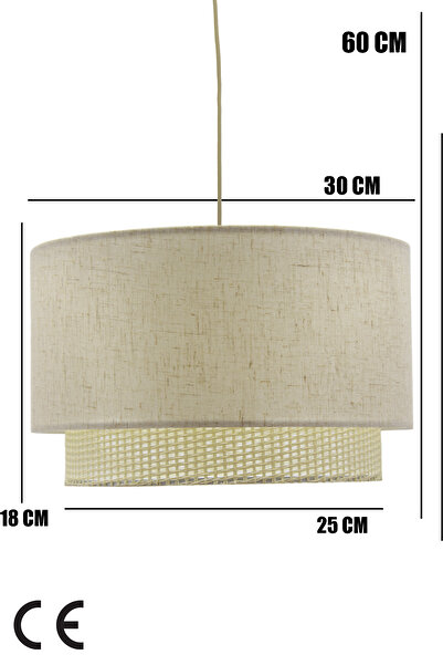 Vivido Abajur Dora Wicker Krem Hasır Sarkıt Avize