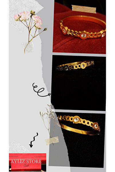 Gold, Taşlı Çelik Bileklik