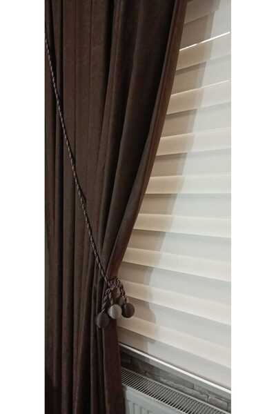 Üçbey 4 Toplu Fon Perde Toplama Aparat Kornise Takmatik Vizon-kahve Tavan Braçolu Perde Süsü Perde Kordonu