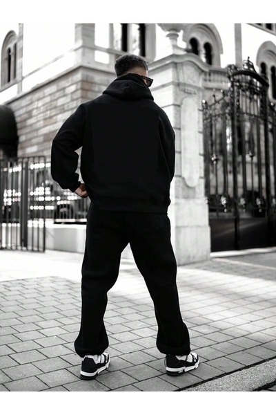 Mad&Calf Men's Plain Basic Hooded Oversize Sweatshirt