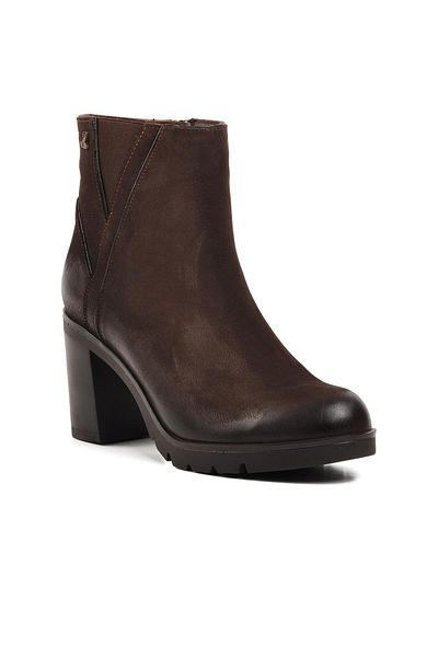 Venüs 2179125K Brown Nubuck Genuine Leather Women's Heeled Boots
