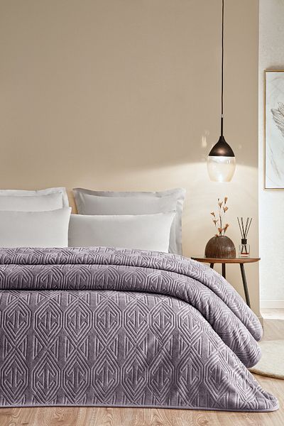 Puffy Double Melan Emboss Blanket - Ash Purple
