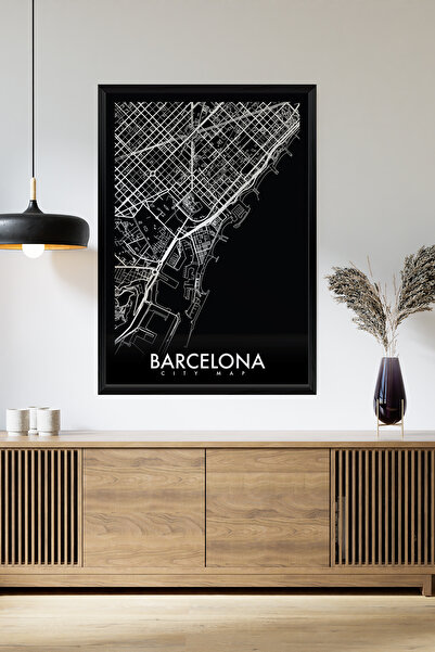 Artavessa طاولة خشب MDF ذات إطار أسود من قطعة واحدة بمظهر "Barcelona Black".