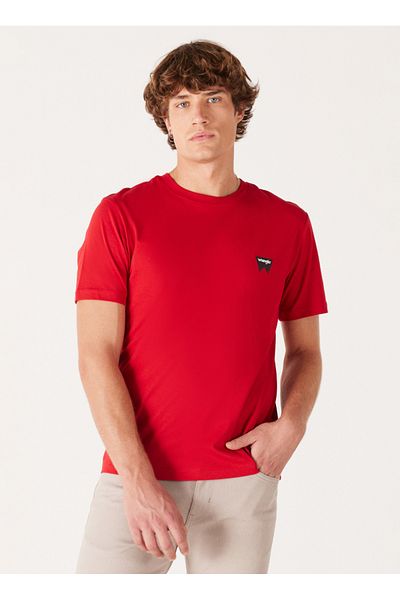 WRANGLER Crew Neck Red Men's T-Shirt W70MD33UU Crew Neck T-shirt