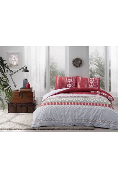 Taç Merry Red Ranforce Single Quilt Cover Set