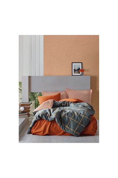 ŞENER HOME Cotton Box Μοντέρνο Σετ Παπλωματοθήκη Stark Cinnamon