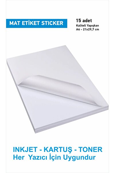 43 cici süsler organizasyon 15li Kartuşlu Mürekkepli Tüm Yazıcılara Uygun a4 Yapışkanlı Mat Kuşe Etiket Yapışkan