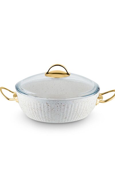 Lines 11 Parça Oscar Granit Desenli Çeyiz Tencere Seti Beyaz