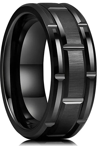 Giraffe Paslanmaz Çelik Yüzük Siyah Punk Dişli Tungsten ( Iade Değil Değişim Talep Edin!!! )