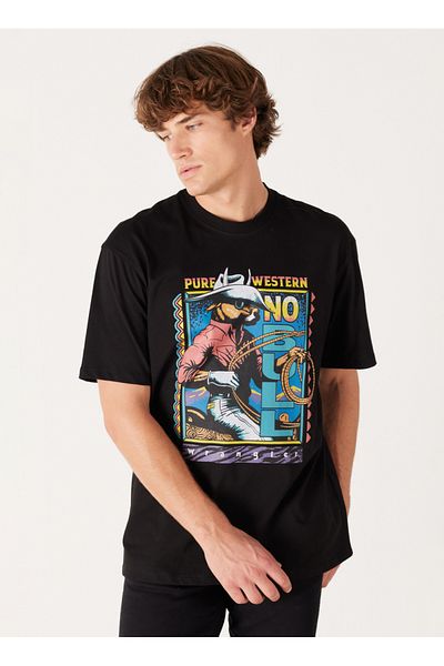 WRANGLER Crew Neck Men's Black T-Shirt W7A1EE100 Crew Neck T-shirt