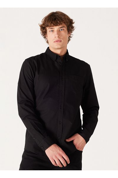 WRANGLER Černá pánská košile Regular Fit W5A3BM001 Košile s dlouhým rukávem