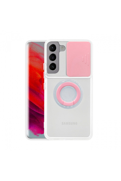 Ally SM Galaxy S21 Plus - S30 Plus Kılıf Sürgülü Kamera Lens Korumalı Yüzük S...