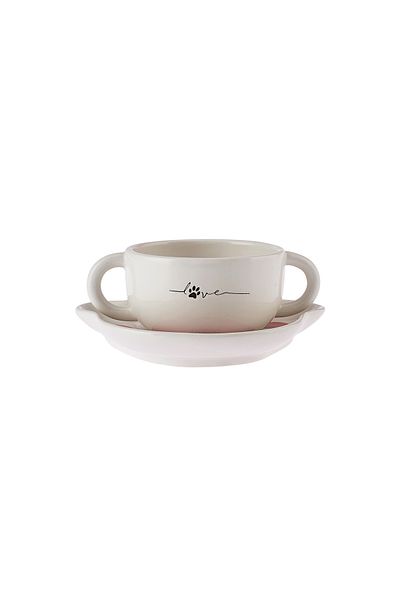 Karaca Cat Plate Bowl Food Set