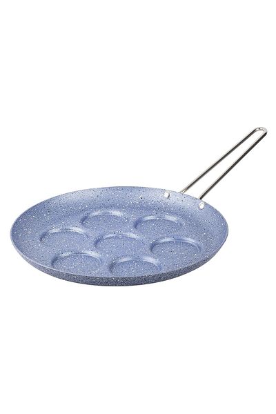 Tantitoni Gray Blue Color Granite Pancake Pan 28cm -7 Compartments (STEEL HANDLE)