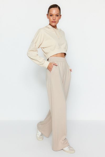 Trendyol Collection Stone Premium Soft Fabric Wideleg/Comfortable Cut Strick-Jogginghose TWOAW24EA00012