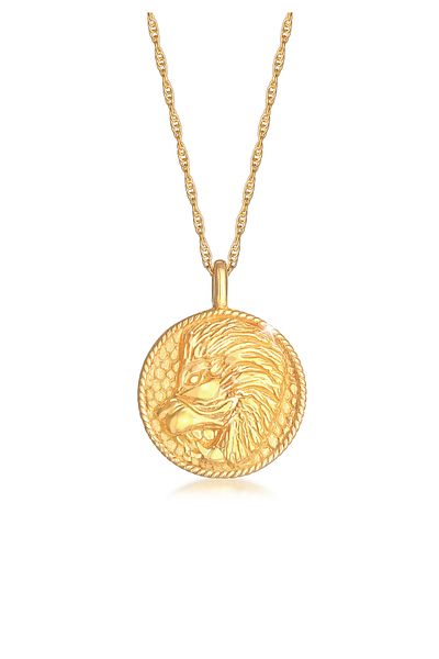 ELLI Halskette Sternzeichen Löwe Münze in 925 Sterling Silber vergoldet