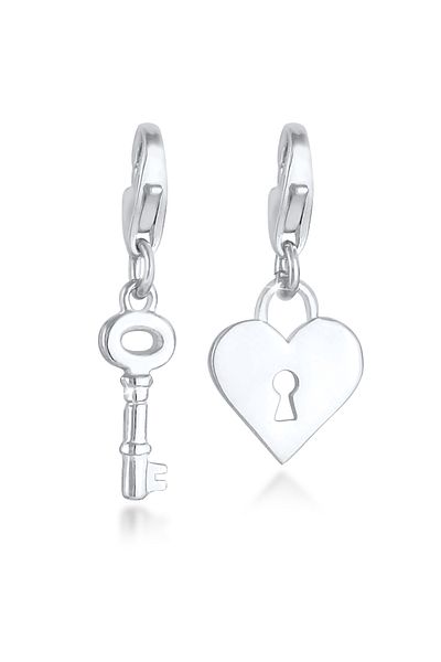 Nenalina Charm Schloss Schlüssel Herz Liebe 2er Set 925 Silber
