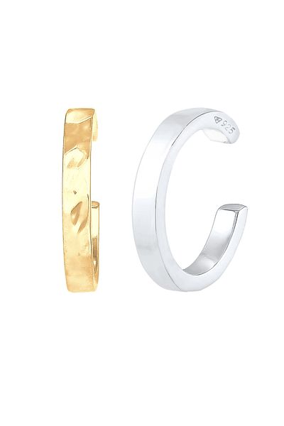 ELLI Ohrringe Earcuff Klemme 2er Set Geo-Organic Look 925 Silber