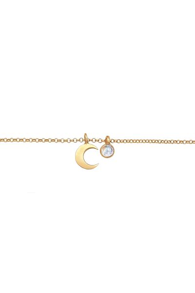 ELLI Halskette Choker Halbmond Astro Mondstein 925 Silber