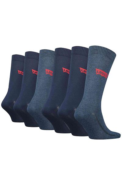 Levi's LEVI'S Herren Socken 6er-Pack – Fledermausflügel mit normaler Passform, ECOM, Logo, einfarbig