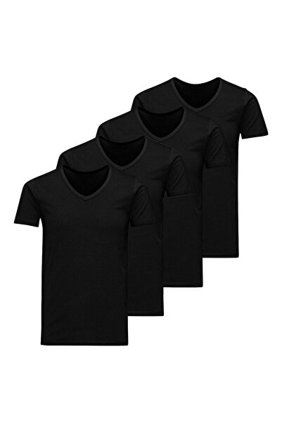 Jack & Jones JACK&JONES Herren T-Shirt, 4er Pack - JACBASIC V-NECK TEE, Kurza...