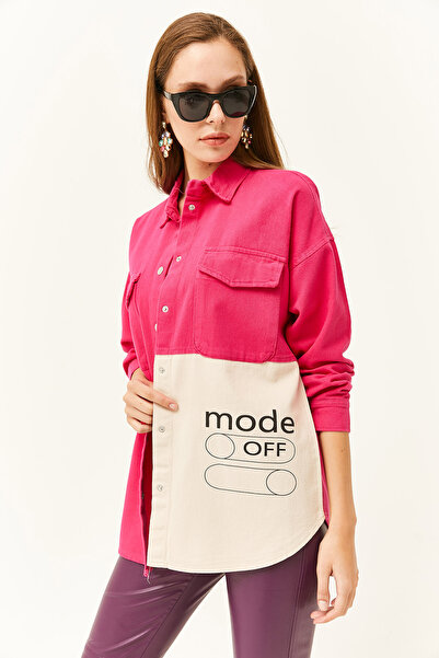 Olalook Γυναικείο πουκάμισο φούξια τσέπης, έγχρωμο, λεπτομερές βαμβακερό πουκάμισο γαμπαρντίνα GML-19001147