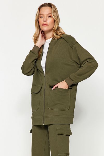 Trendyol Modest Πλεκτό σετ αθλητικής φόρμας με ζακέτα και παντελόνι - τσέπη και φερμουάρ TCTAW24EN00004