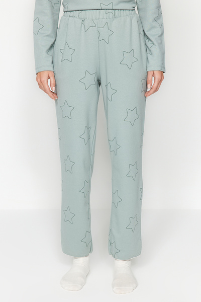 Trendyol Collection Csillagmintás menta kötött hálóruha szett - 100% pamut THMAW24PT00234