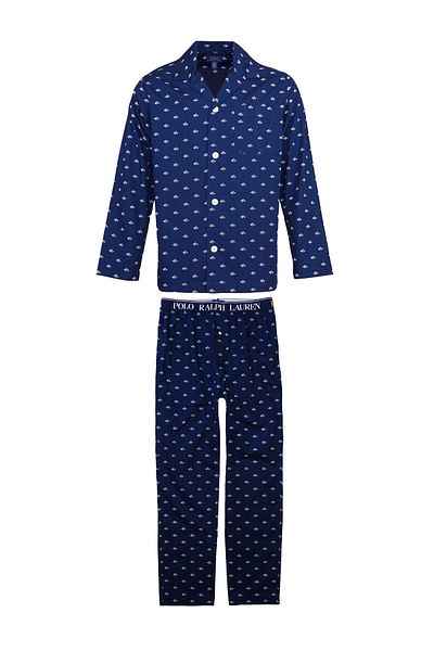 Ralph Lauren Kragen, Knopfleiste und Brusttasche sowie ein Langarmhemd oder ein Schlafanzug-Pyjama
