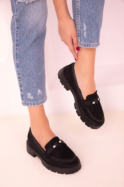 SOHO Schwarze Wildleder Freizeitschuhe für Damen 18414