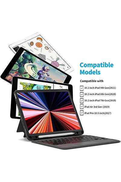 Sphone iPad Pro 10.5 İnç 7. Nesil Uyumlu Bluetooth Touchpad Keyboard Klavye Stand Taşınabilir Tablet Kılıf