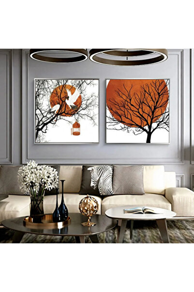 Markazip Gümüş Metal Çerçeveli 70x70cm Ikili Kanvas Tablo TG108