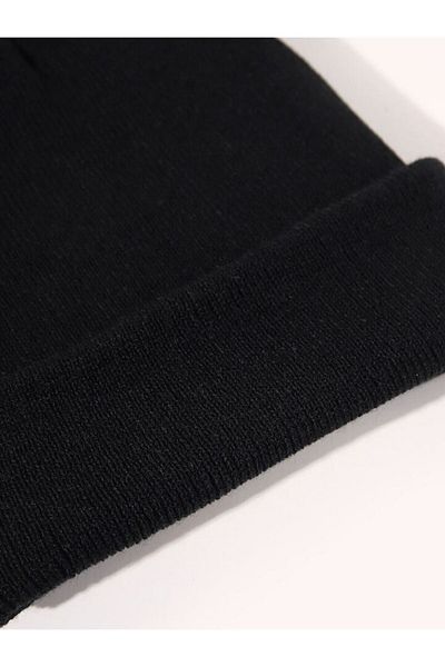 QUATEX Black Unisex Folded Knitwear Plain Beret