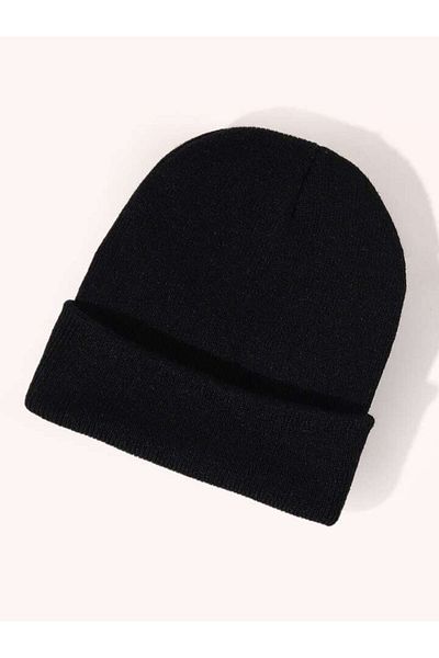 QUATEX Black Unisex Folded Knitwear Plain Beret