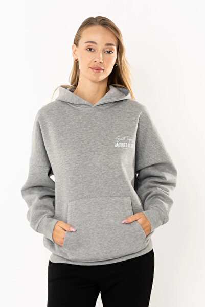 Coredra Racquet Lovers Oversize kroj Hoodie za žene - Siva