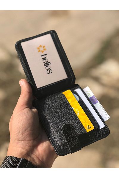derius Πορτοφόλι Jerry Minimal Black Unisex από γνήσιο δέρμα