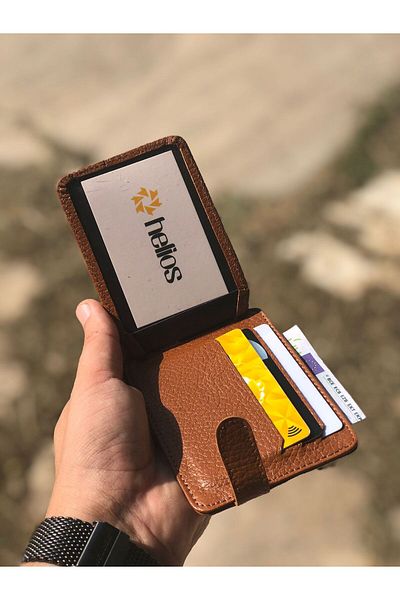 derius Πορτοφόλι Jerry Minimal Tan Unisex από γνήσιο δέρμα