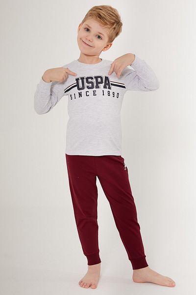U.S. Polo Assn. ΒΑΣΗ. Polo Assn. Μακρυμάνικο κοστούμι πιτζάμες για αγόρια με άδεια US1535