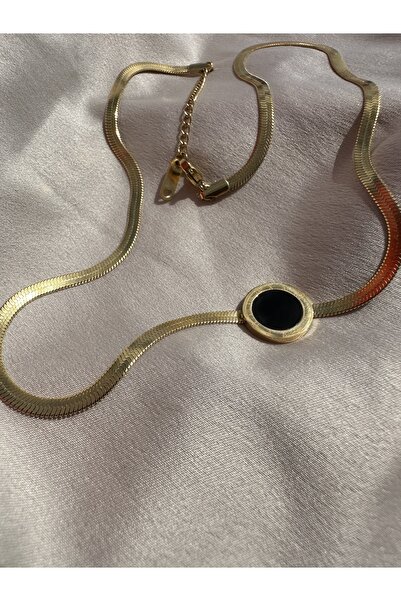sorella Accessory Italian Chain Black Roman Numeral Steel Necklace