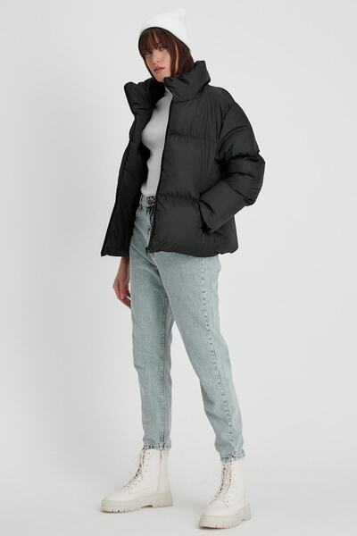 Tonny Black Palton negru pentru femei, umplut, gonflabil, impermeabil Tbg069