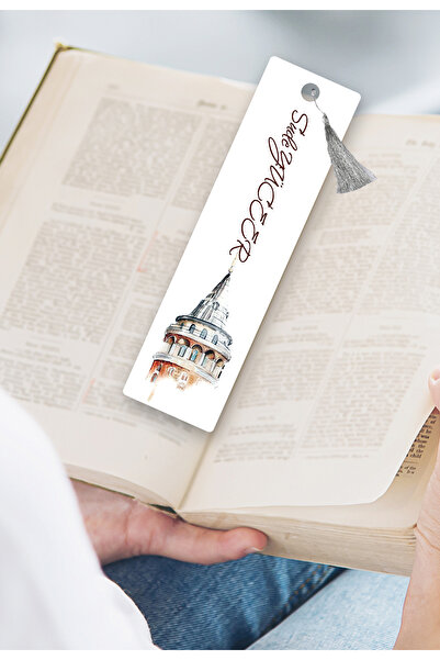 MeyArt Ajans KİTAP AYRACI - BEYAZ METAL RENK - İSME ÖZEL- PÜSKÜLLÜ