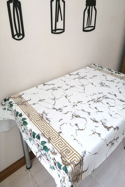 ELEGANCEV SIX LINED STOFF TABLE COVER - MARBLE