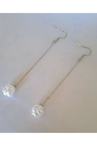 SOUL BY A&B Dangle pearl earring long pearl earring stainless steel earring