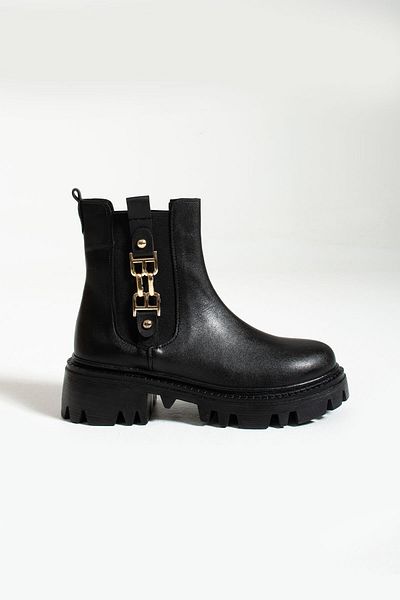 İnan Ayakkabı Women's Boot Black Elastic Daily (BASE 5CM)