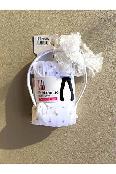 Daymod PUNTO SILVERY CROWN WHITE CHILDREN'S PANTY SCHOOL SOCKS