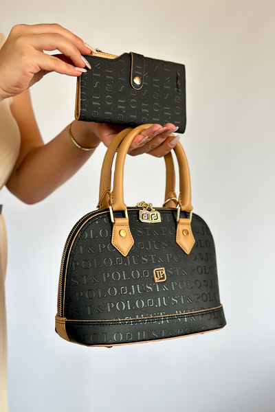 Just Polo Vegan Women's Shoulder Bag - Premium Series, Embossed Pattern, Cott...