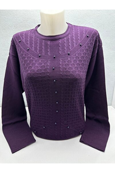 Adonya ТРИКОТАЖНА СВІТЧКА З РЕЛЬЄФНИМ ВІЗЕРУНКОМ І ДЕТАЛЯМИ З КАМЕНІВ, ЗИМОВА...