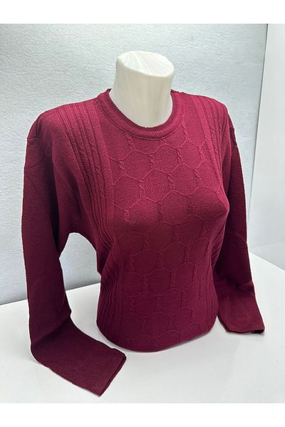 SEFER EMBROIDERED PATTERNED NORMAL MOLD LICRAL WINTER WOMEN'S MOM SWEATER