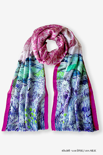 Galiga Van Gogh - Plaın %100 Ipek Şal 65*185cm 'art On Silk'