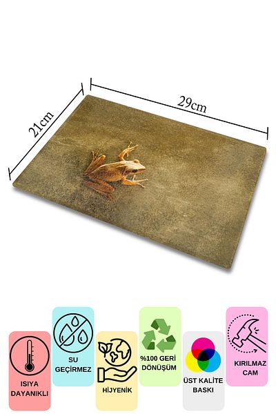 Postifull Cutting Board, Thick And Unbreakable Glass Print - Frog Theme - 21*30cm - Chopping Board, Kitchen Decor